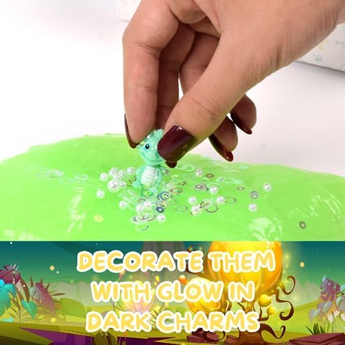 FINOCLAY Glow in the Dark Slime Kit – 2-Pack Dragon Theme by ToysButty | Premade Slime & Sensory Toys