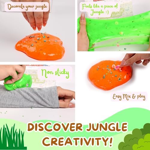 FINOCLAY 2 Neon Jungle Slime Kit by ToysButty – 2 Slimes, 8 Accessories, 180 Pots