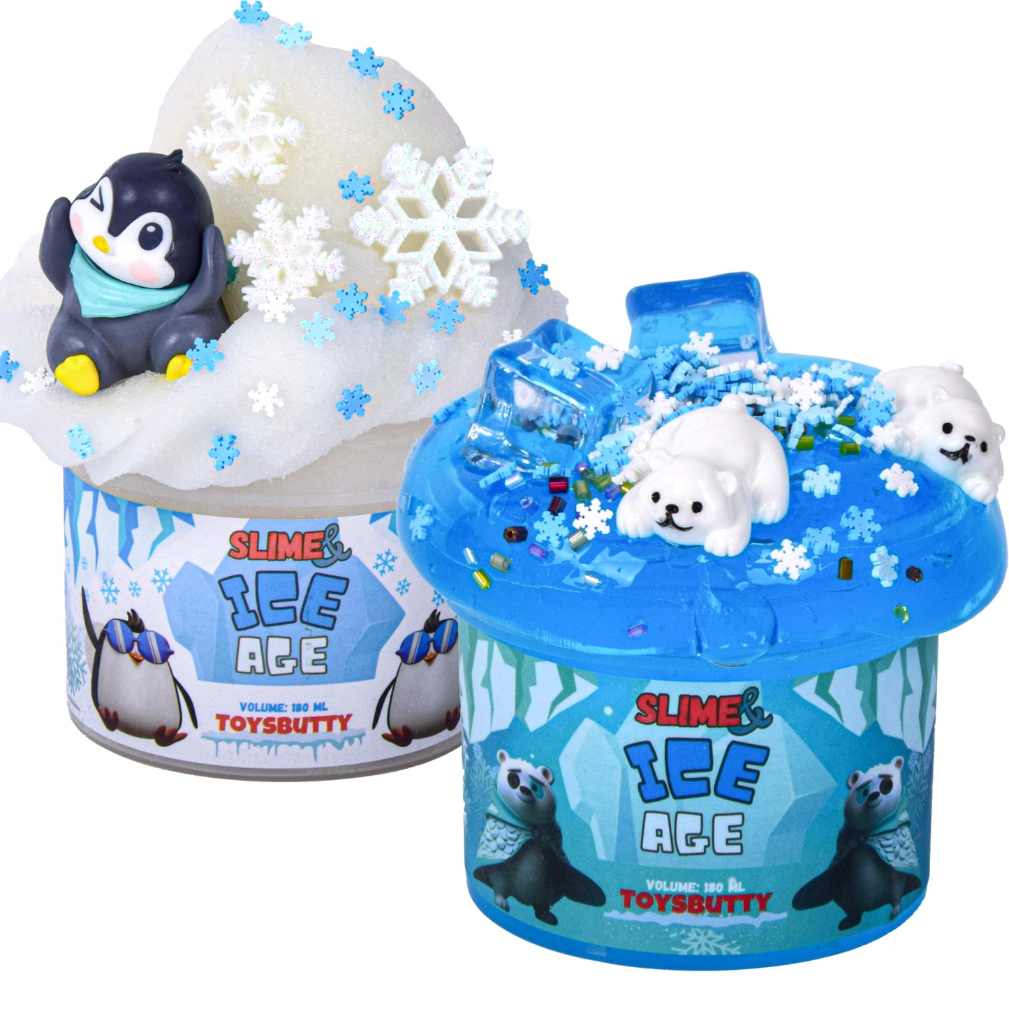 ToysButty FINOCLAY 2 Pack Cloud Slime Kit – Ice Age Theme with 8 Accessories