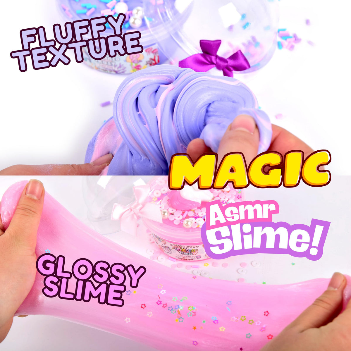 ToysButty Finoclay Butter Slime Kit – Unicorn & Mermaid Theme, 2x 120ml Slimes + 6 Add-Ins