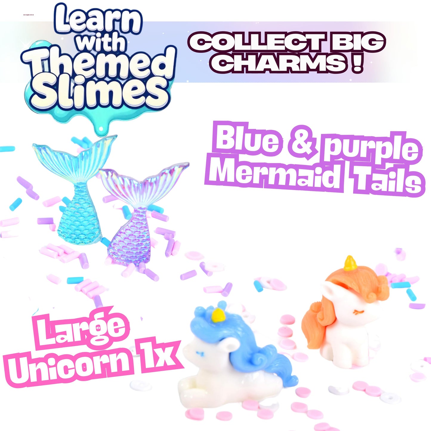 ToysButty Finoclay Butter Slime Kit – Unicorn & Mermaid Theme, 2x 120ml Slimes + 6 Add-Ins