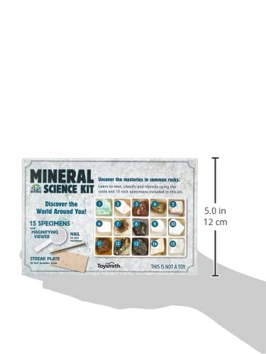 Toysmith Mineral Science Kit for Young Geologists — 15 Minerals, Magnifier & Guide