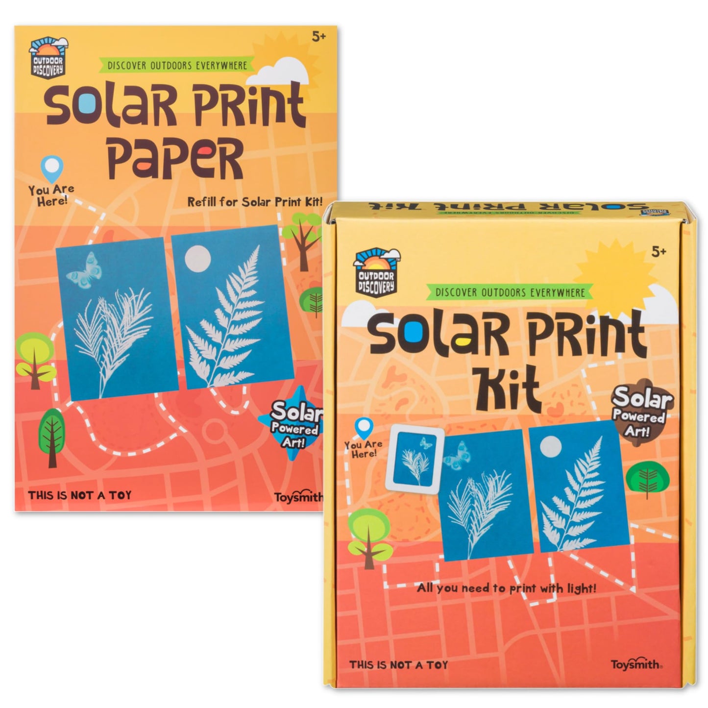 Toysmith Outdoor Discovery Solar Print Paper Kit Bundle – Sun Printing Set for Kids 5+