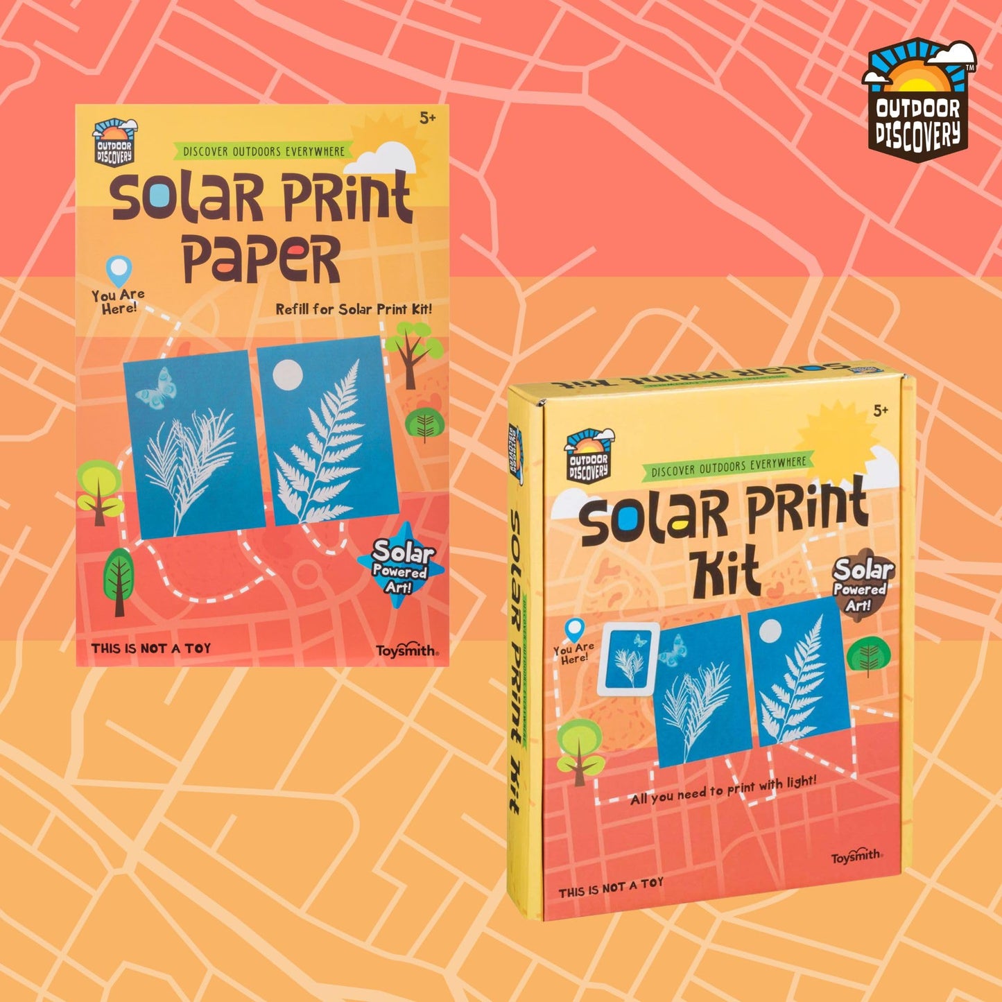 Toysmith Outdoor Discovery Solar Print Paper Kit Bundle – Sun Printing Set for Kids 5+