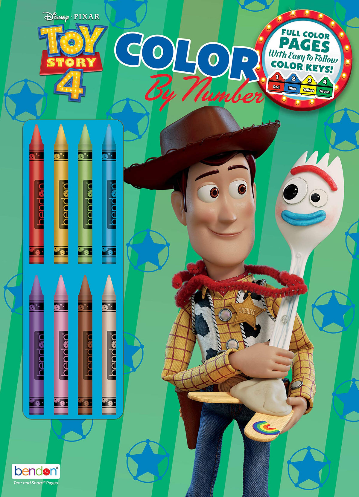 Toy Story 4 Color by Number Activity Book with Crayons – 32 Pages, Official Licensed Product