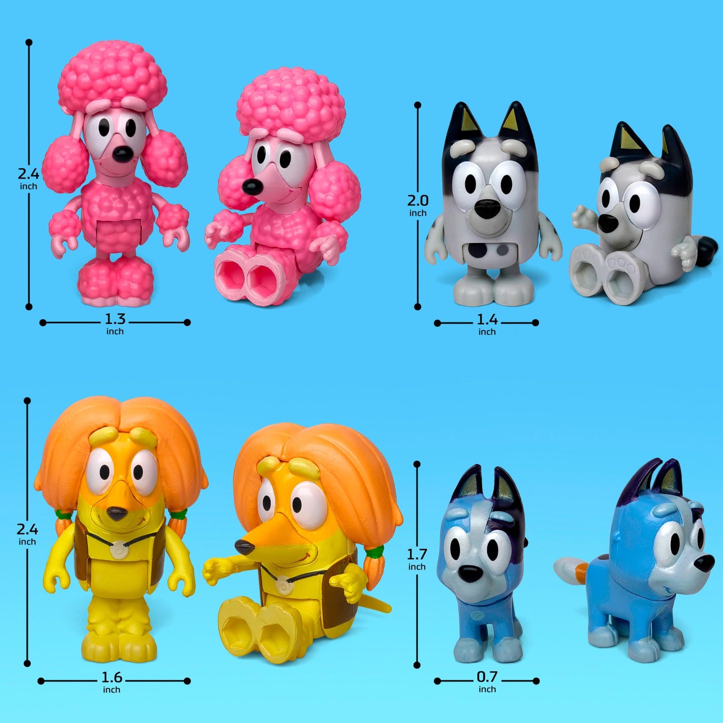 Toysvill 12-Pcs Bluye-Wolfs Inspired Dog Figures Playset – Family & Friends