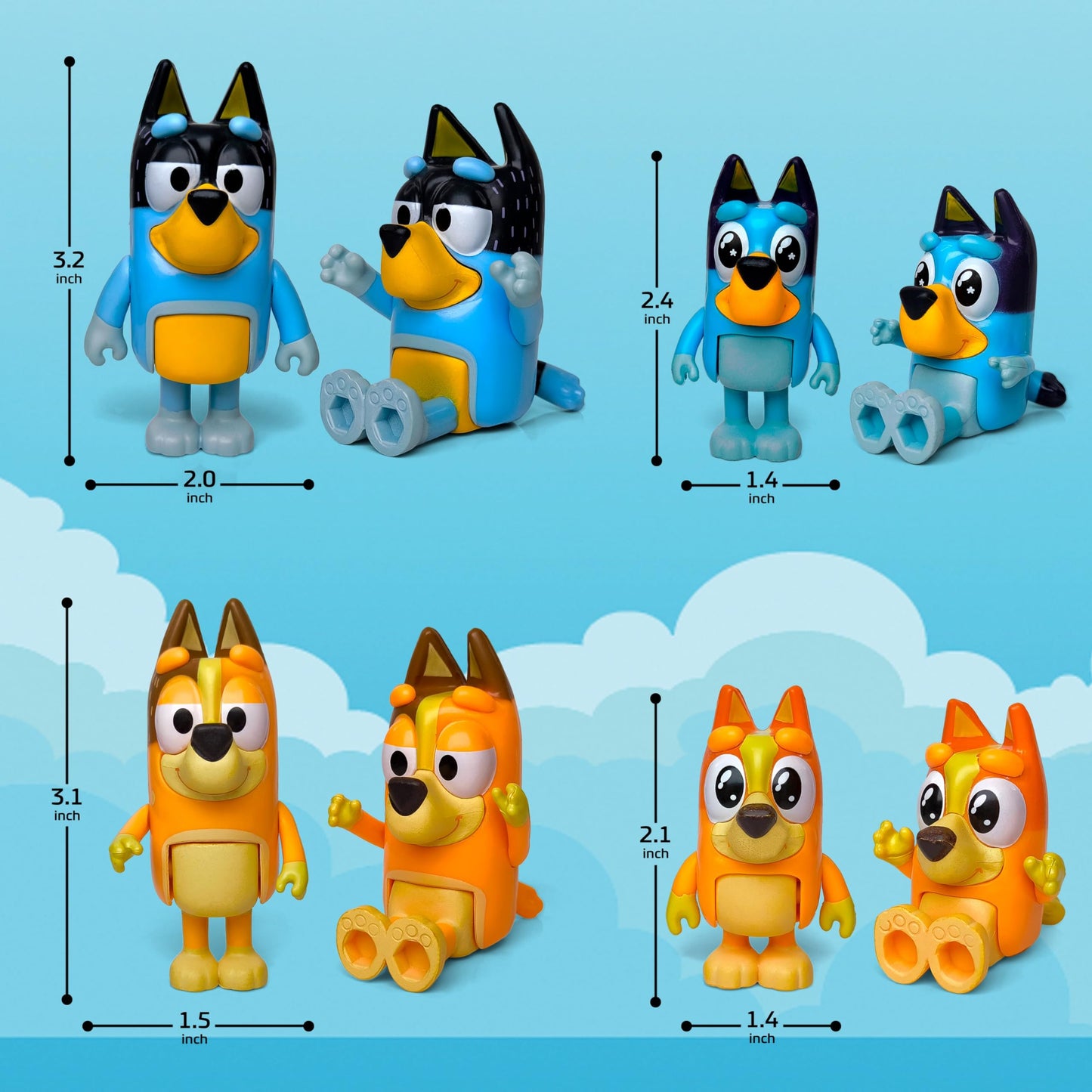 Toysvill 12-Pcs Bluye-Wolfs Inspired Dog Figures Playset – Family & Friends