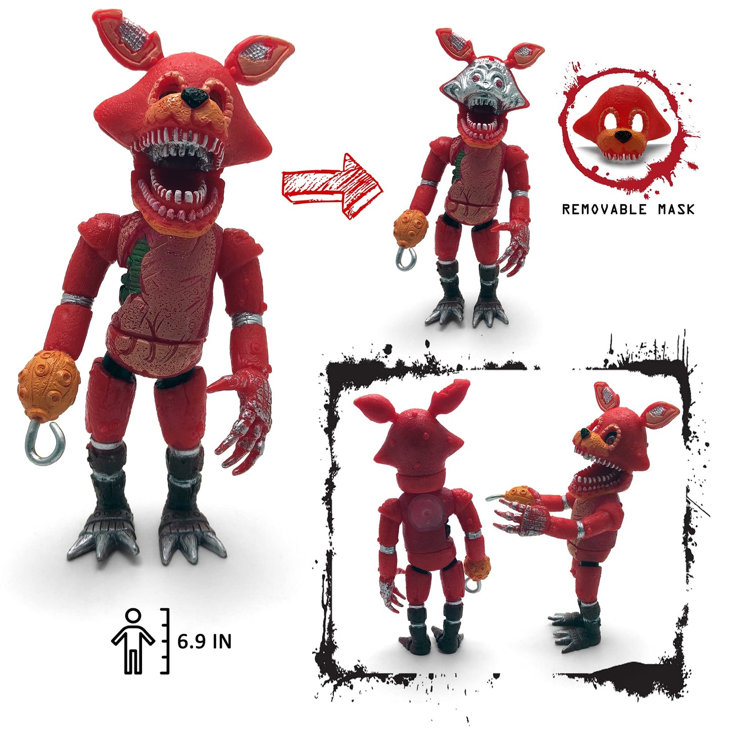 Toysvill FNAF-Inspired 6-Piece Action Figure Set (6in) – Nightmare Foxy, Freddy, Bonnie, Fazbear, Chica & Security