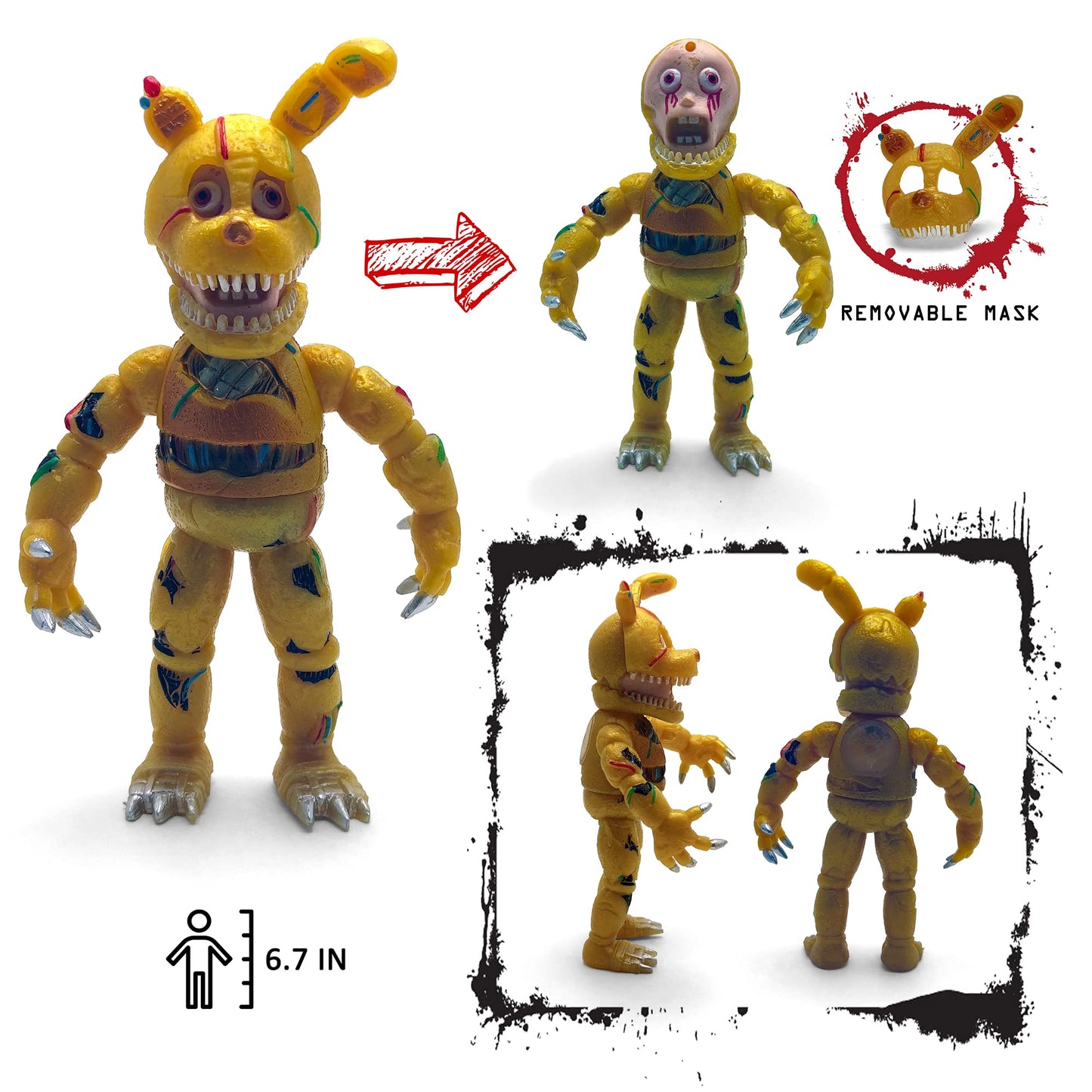 Toysvill FNAF-Inspired 6-Piece Action Figure Set (6in) – Nightmare Foxy, Freddy, Bonnie, Fazbear, Chica & Security