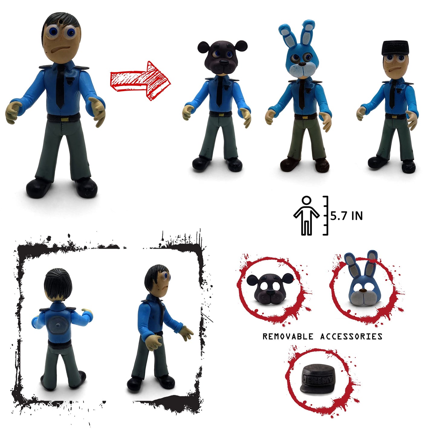 Toysvill FNAF-Inspired 6-Piece Action Figure Set (6in) – Nightmare Foxy, Freddy, Bonnie, Fazbear, Chica & Security