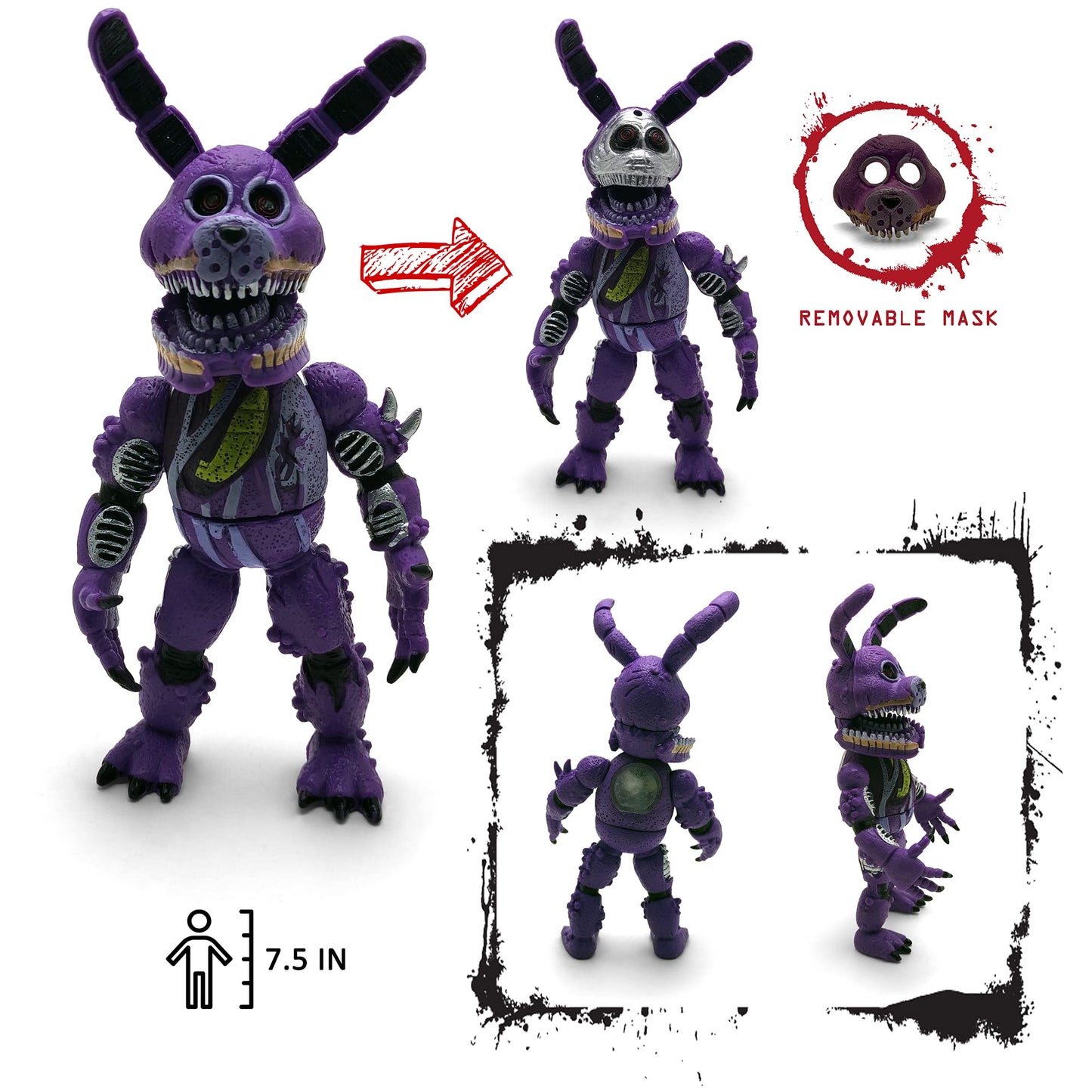 Toysvill FNAF-Inspired 6-Piece Action Figure Set (6in) – Nightmare Foxy, Freddy, Bonnie, Fazbear, Chica & Security