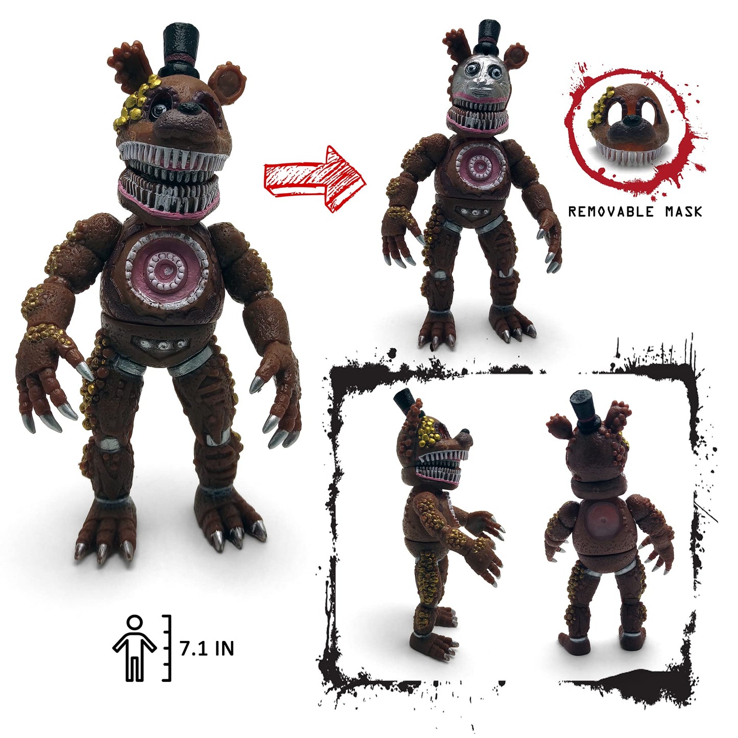 Toysvill FNAF-Inspired 6-Piece Action Figure Set (6in) – Nightmare Foxy, Freddy, Bonnie, Fazbear, Chica & Security