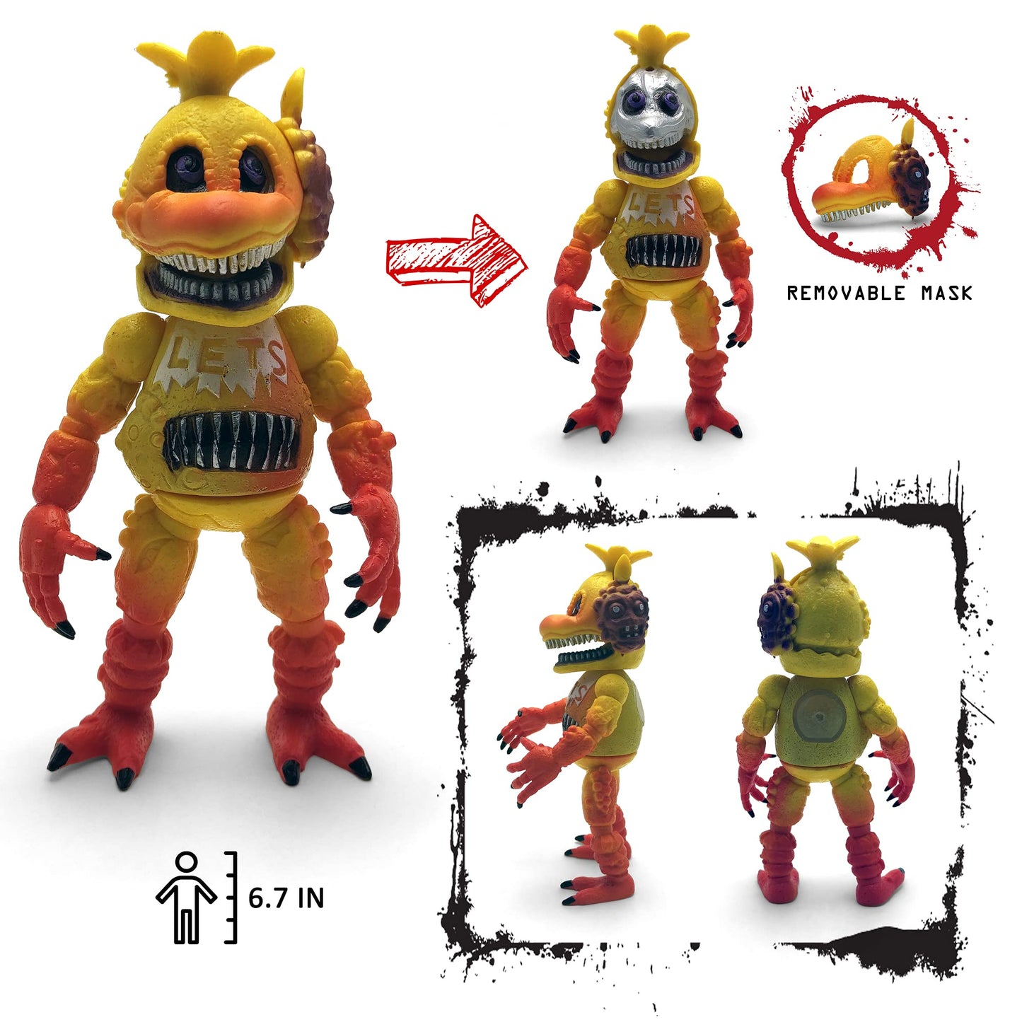Toysvill FNAF-Inspired 6-Piece Action Figure Set (6in) – Nightmare Foxy, Freddy, Bonnie, Fazbear, Chica & Security
