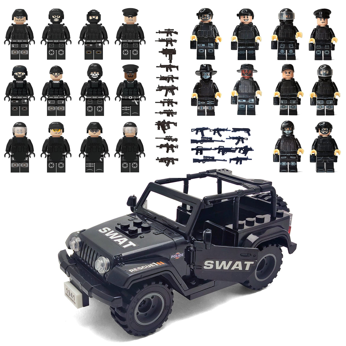 Toysvill SWAT Military Police Building Block Set – SUV + 22 Soldiers (22 PCS)