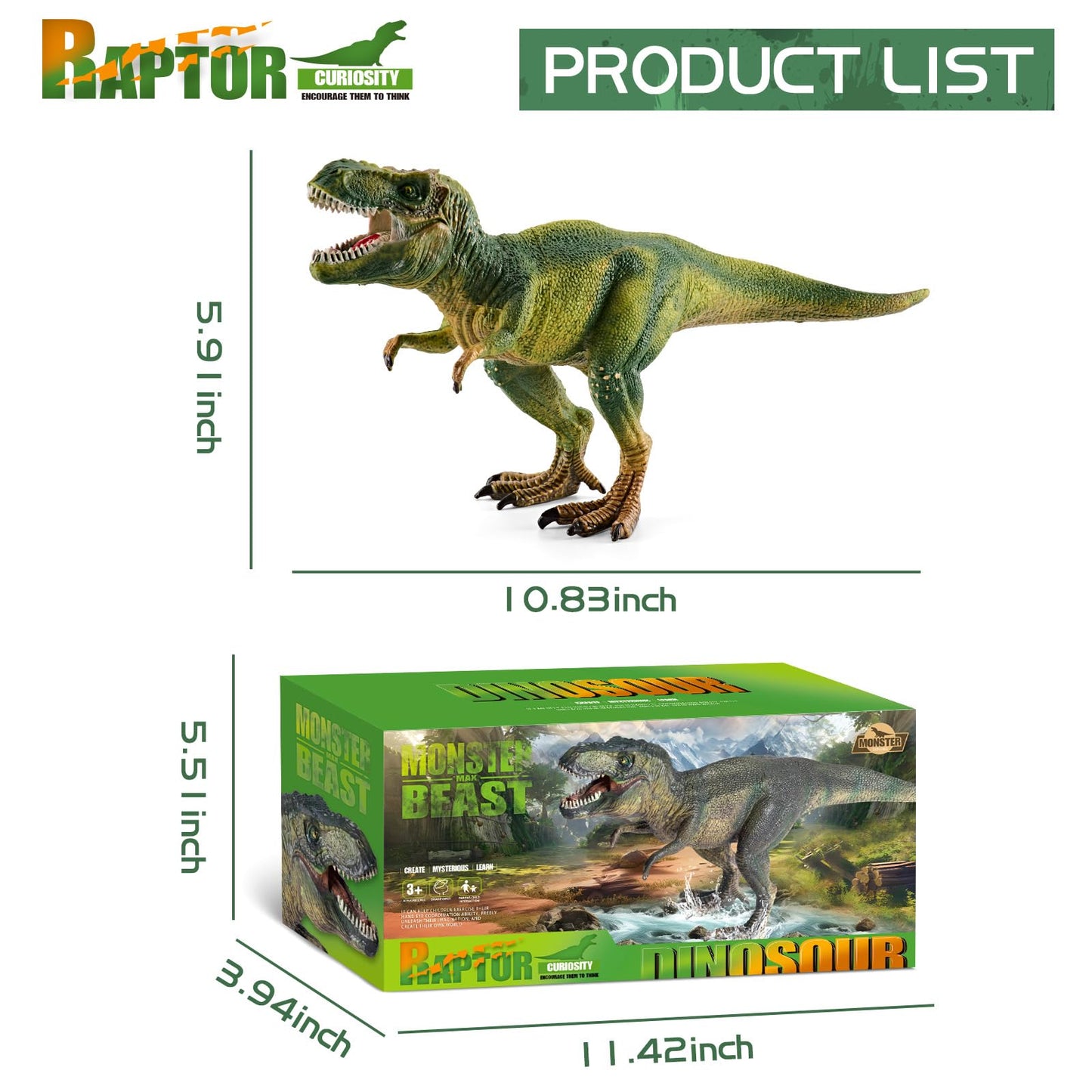 TOYSXYIN Dinosaurs 11-inch T-Rex Action Figure – Realistic Tyrannosaurus Rex Toy for Kids 3+