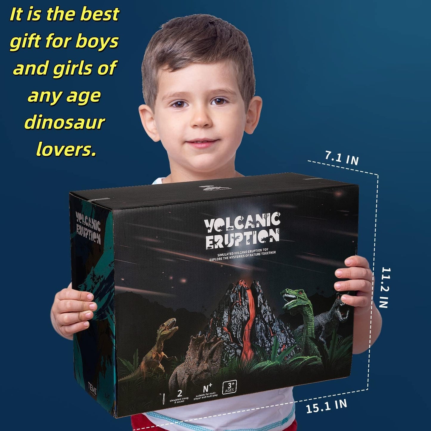 TOYSXYIN Large Volcano Set with 9 Realistic Dinosaur Figures – Erupting Volcano Toy for Kids