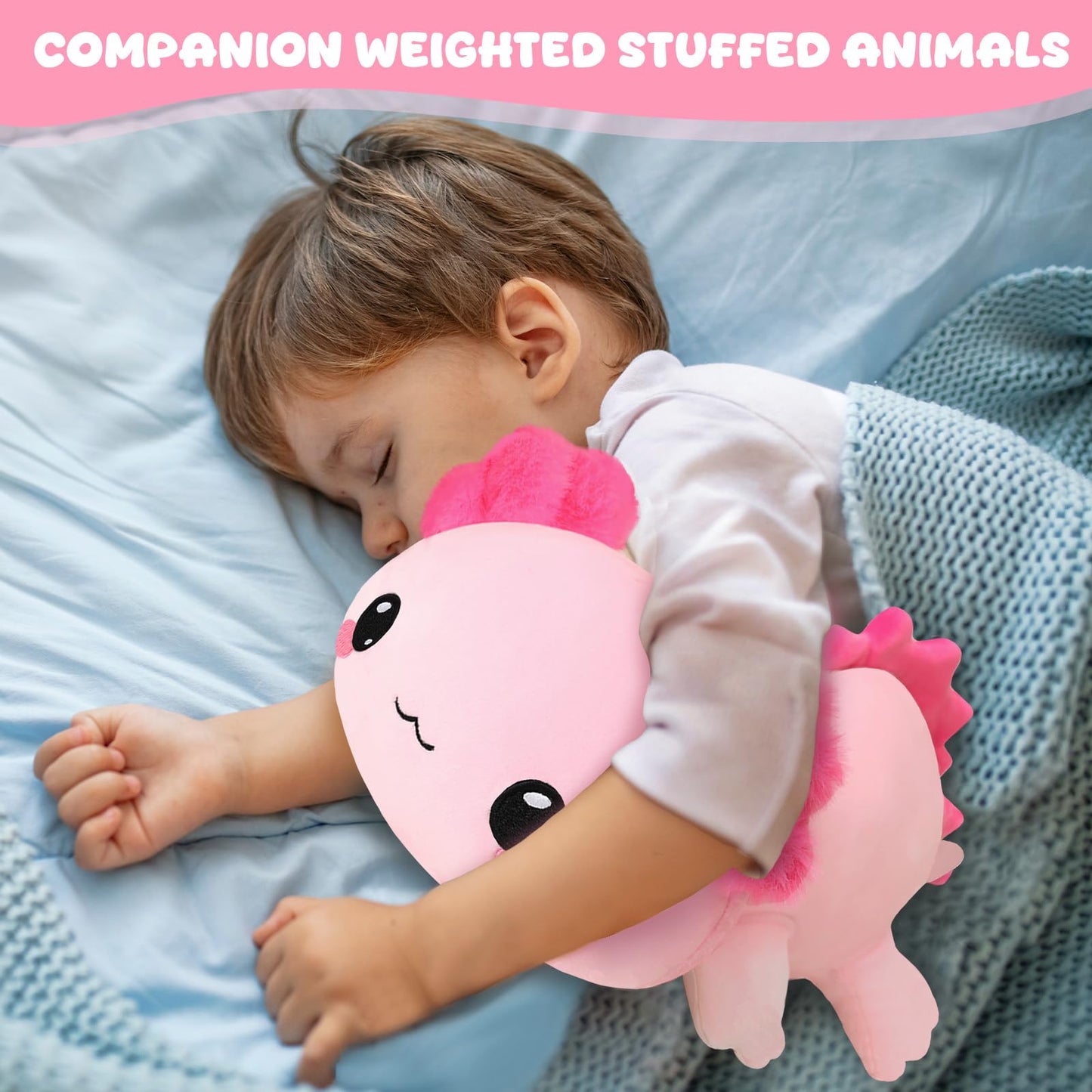 TOYSYM Weighted Axolotl Stuffed Animal - 1.6 lb Beaded Plush Pillow for Relaxation