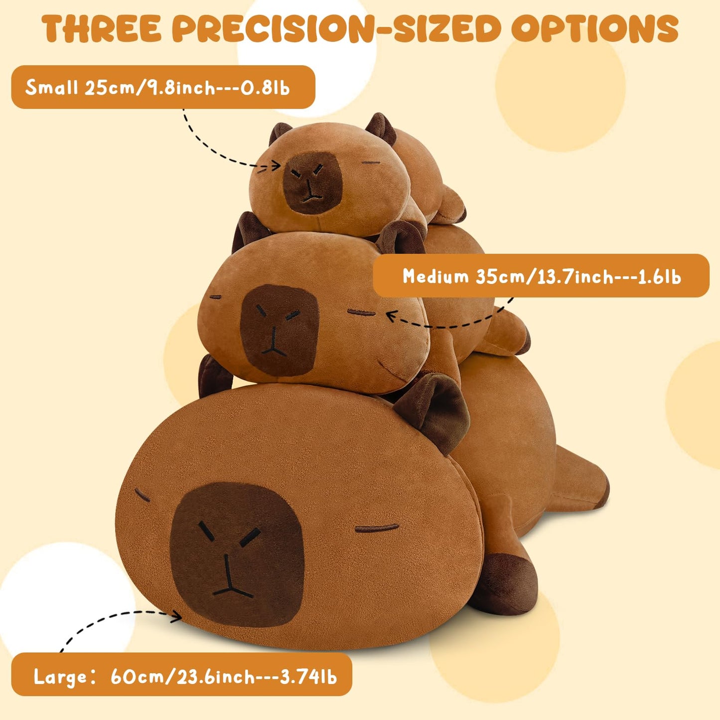 TOYSYM Weighted Capybara Plush — 13.8-Inch, Huggable Capybara Stuffed Animal with Beads