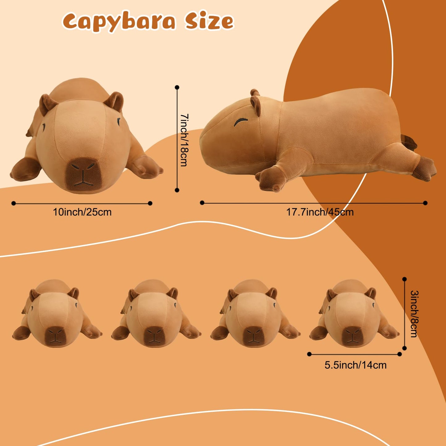 TOYSYM Capybara Plush with 4 Removable Babies – Cozy Sleep Pillow Toy