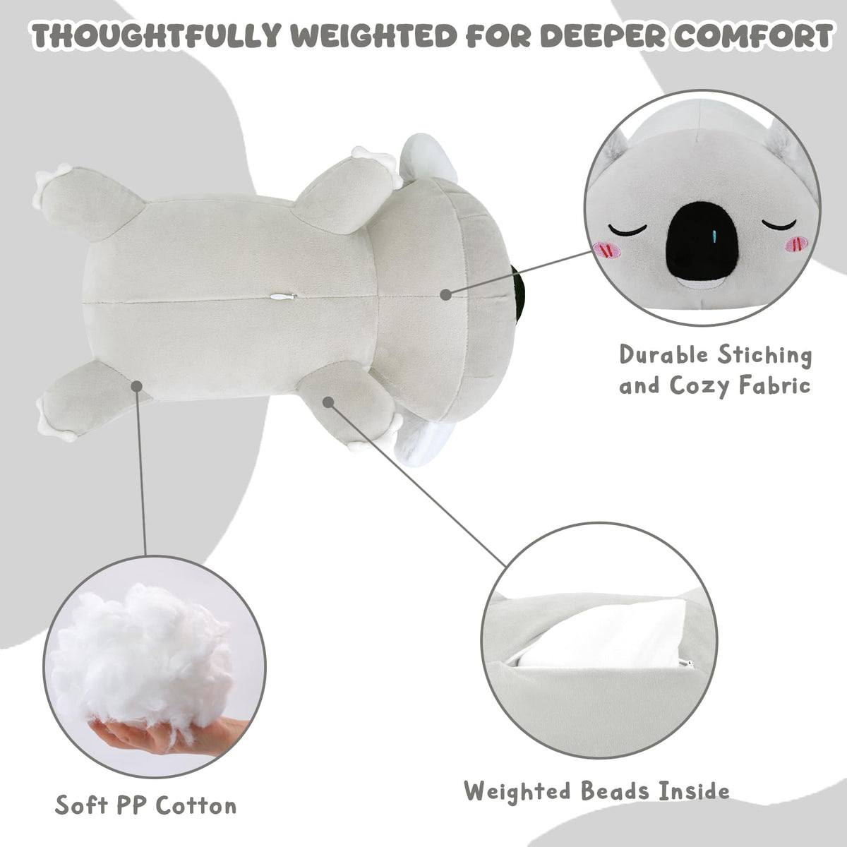 TOYSYM Weighted Koala Plush: 9.8-Inch Koala Stuffed Animal with Weighted Beads