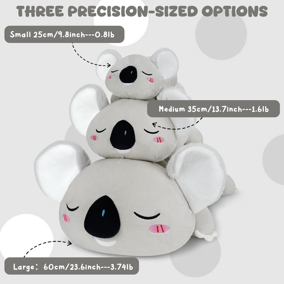 TOYSYM Weighted Koala Plush: 9.8-Inch Koala Stuffed Animal with Weighted Beads