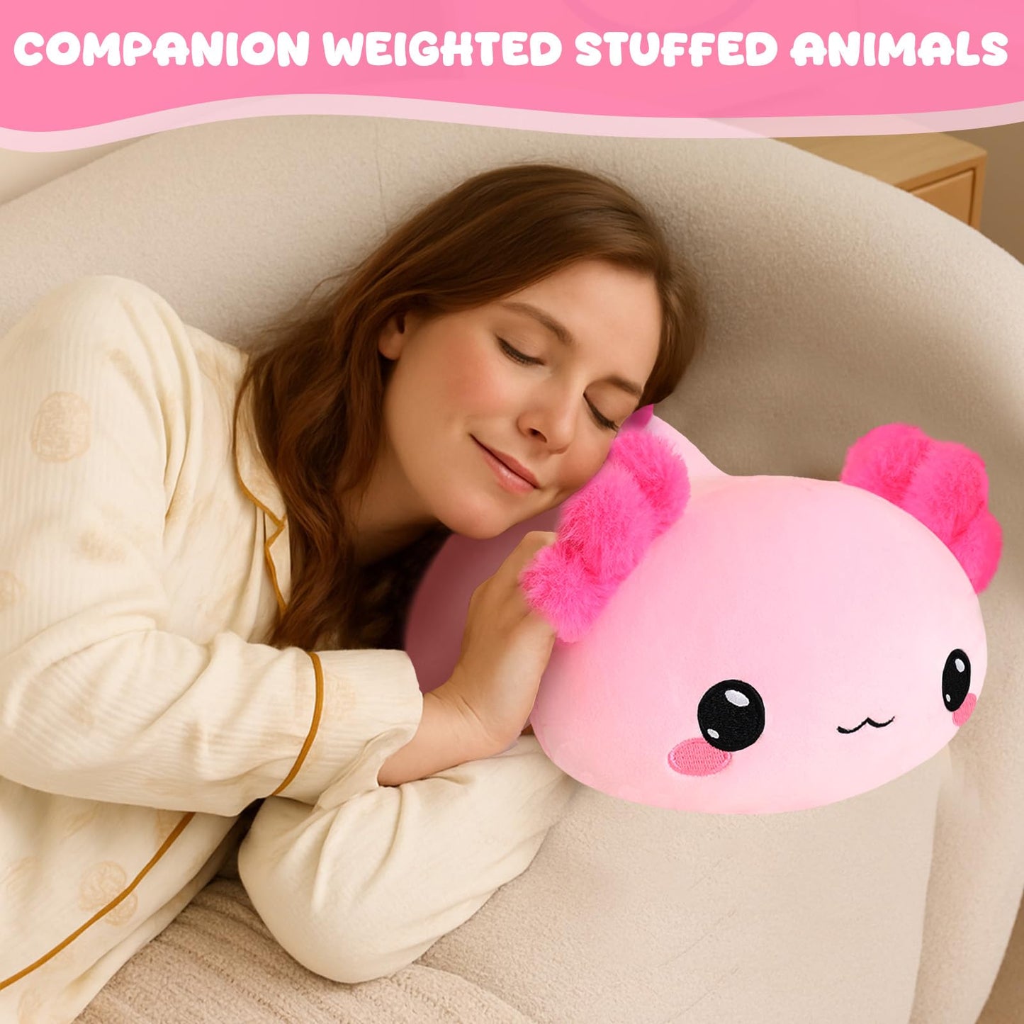 TOYSYM Weighted Axolotl Plush – 3.74 lb Soft Plush Pillow for Adults & Kids