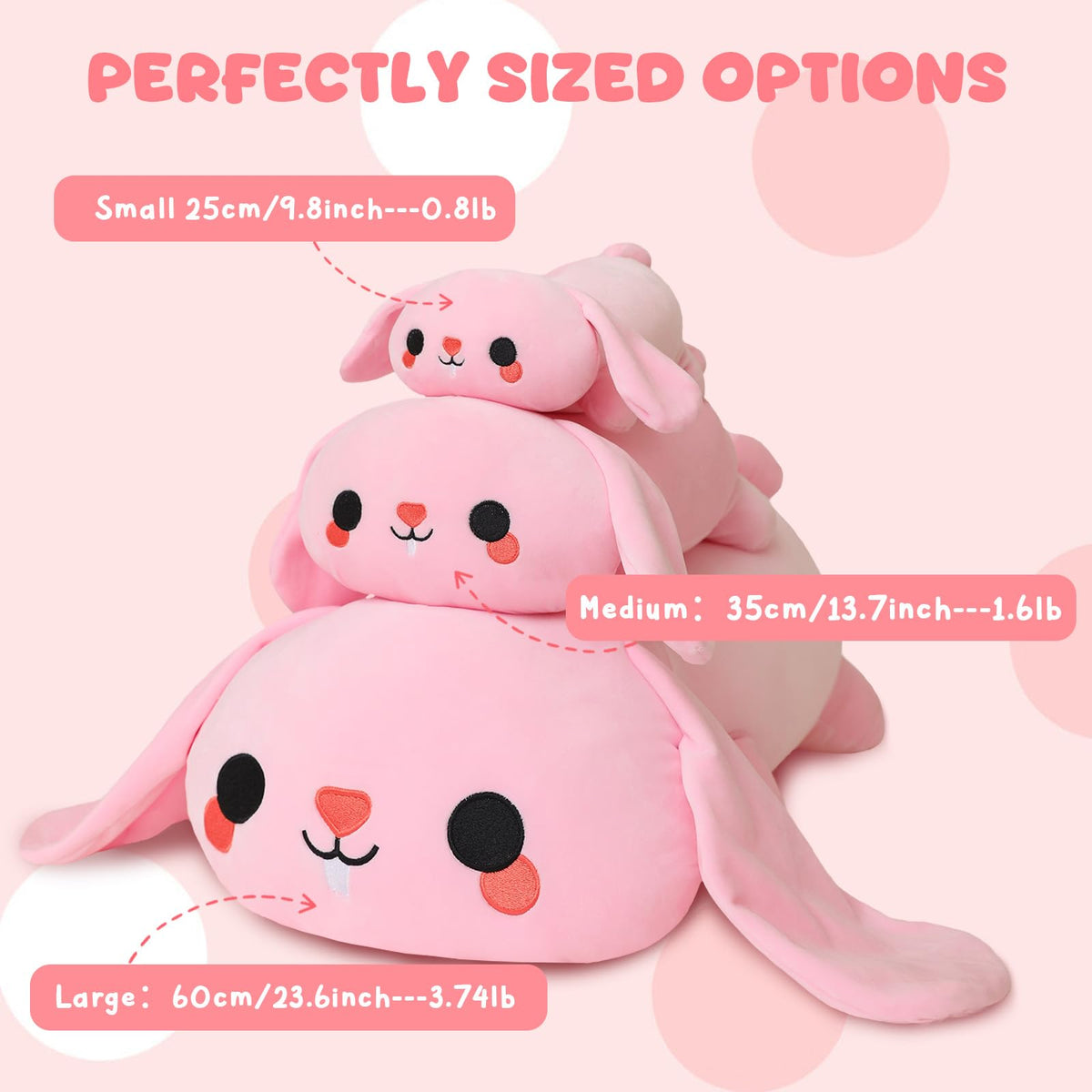 TOYSYM Weighted Bunny Plush – Soft Beaded Stuffed Animal Pillow for Kids & Adults
