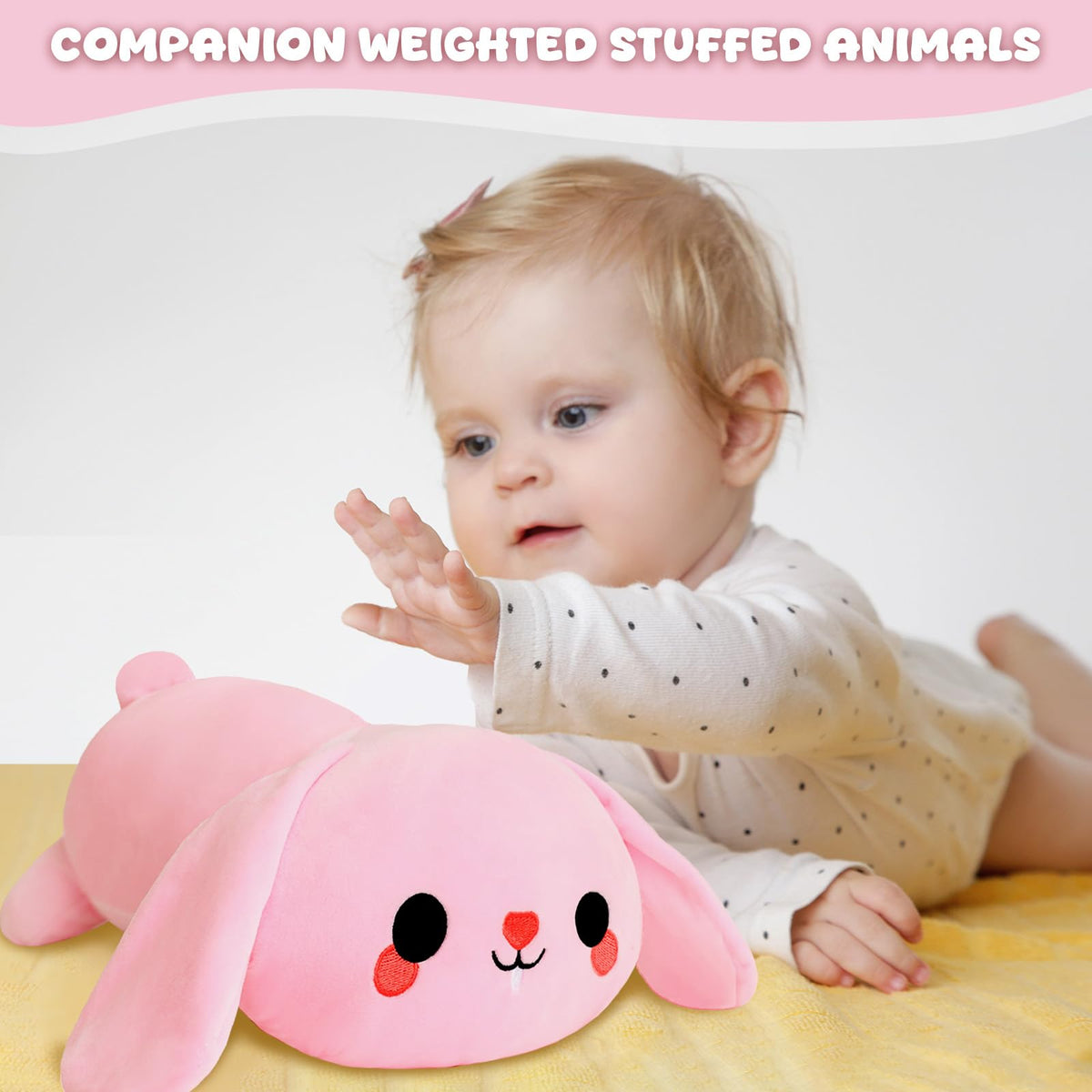 TOYSYM Weighted Bunny Plush – Soft Beaded Stuffed Animal Pillow for Kids & Adults