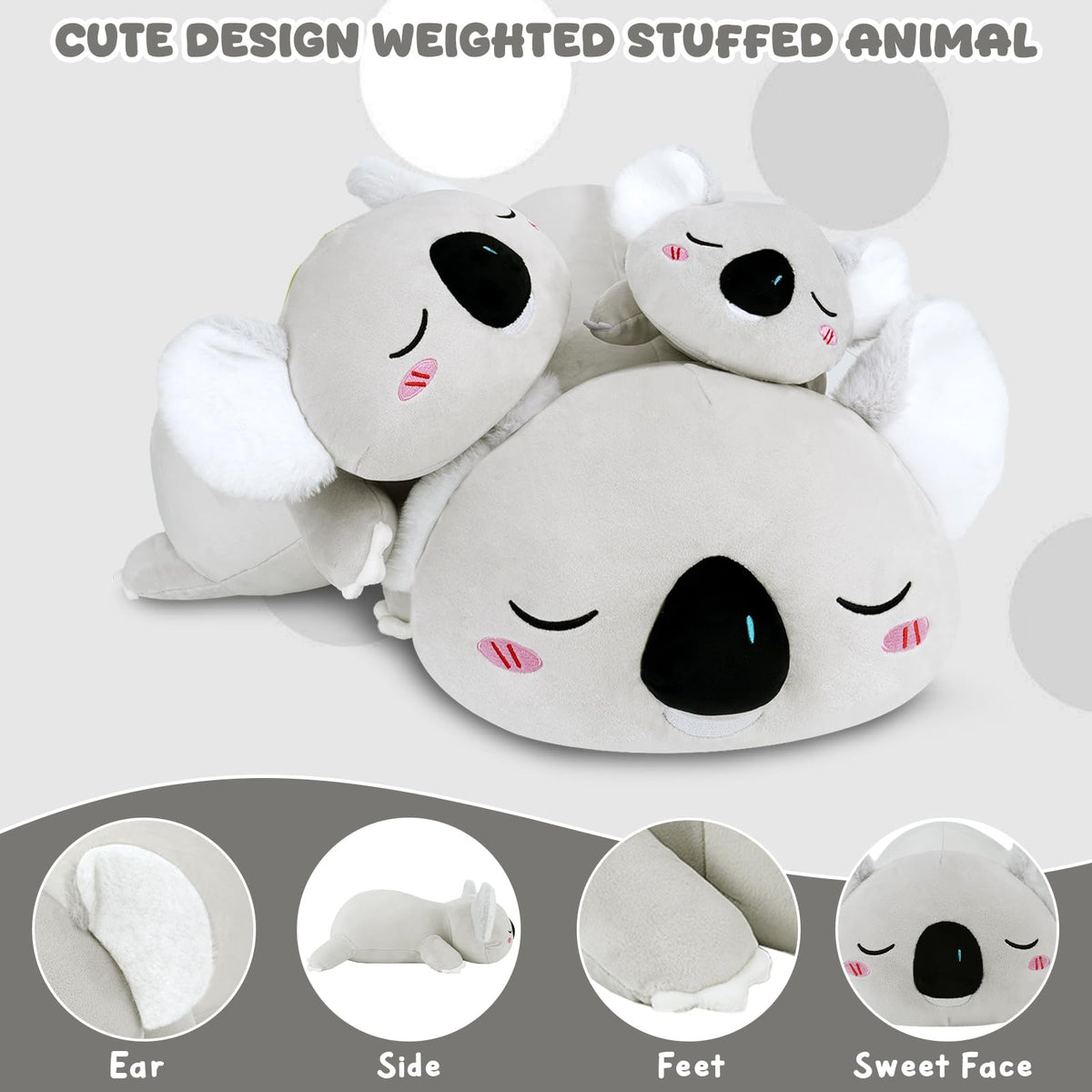 TOYSYM Weighted Koala Plush: 9.8-Inch Koala Stuffed Animal with Weighted Beads