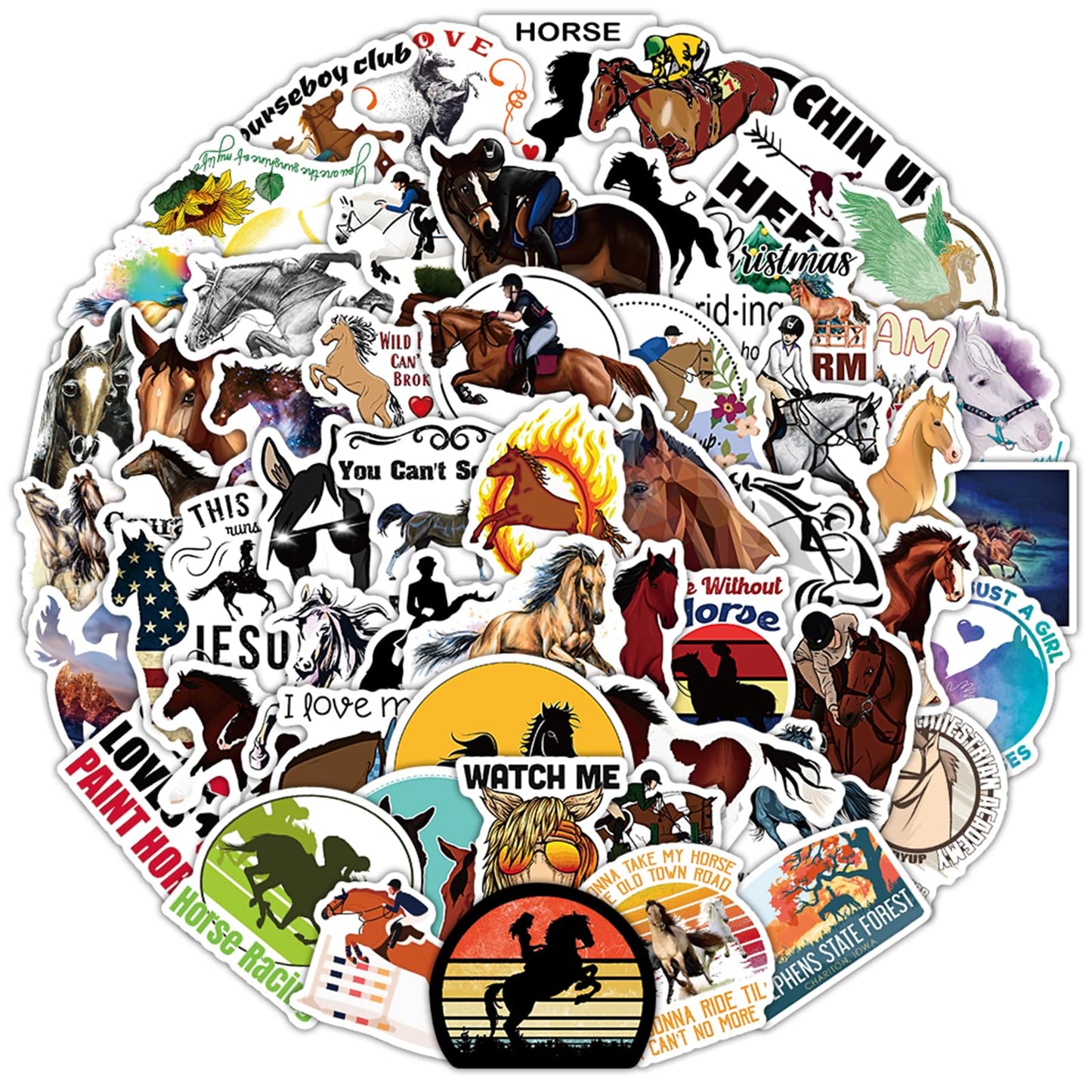 ToytoTou 100Pcs Horse Stickers – Waterproof Vinyl Decals for Water Bottles, Laptops, Luggage | Motivational Gift for Teens & Girls