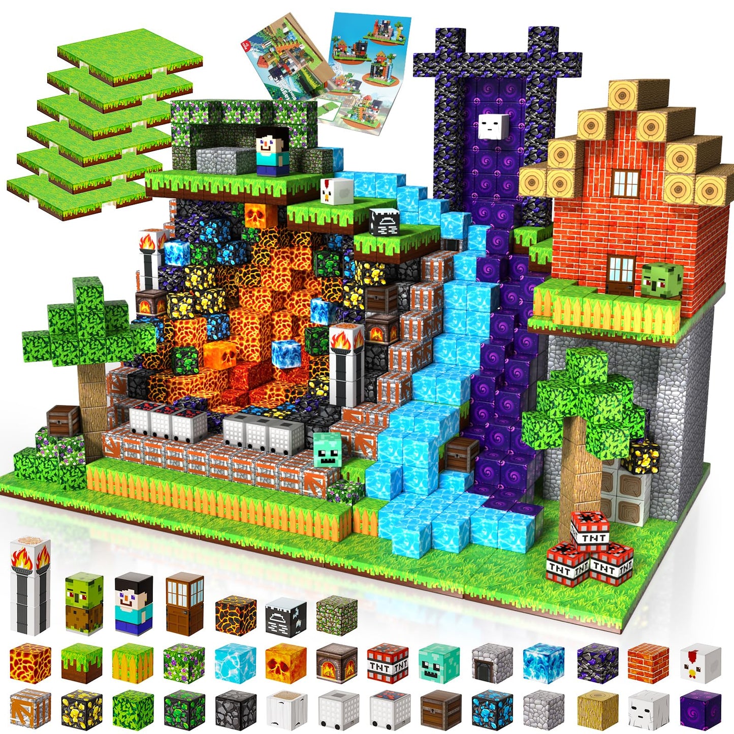 ToyUnited 200PCS Magnetic Building Blocks with 6 Base Plates – STEM Toys for Kids 3-8