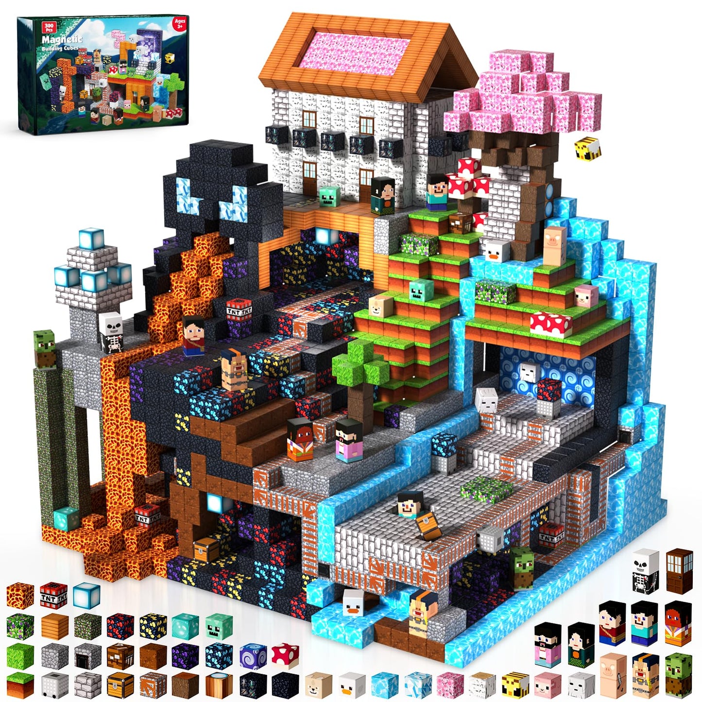 ToyUnited 300pcs Magnetic Blocks – STEM Montessori Building Toys for Kids 3-10