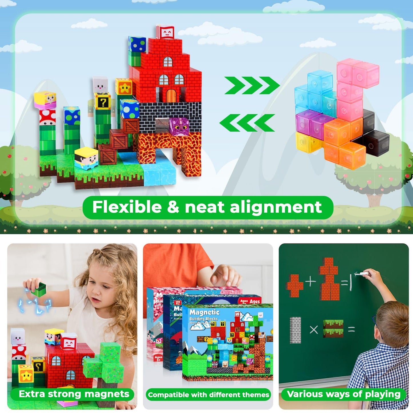 ToyUnited Magnetic Blocks - 150 PCS Castle World Set | STEM Montessori Building Toys for Kids 3+