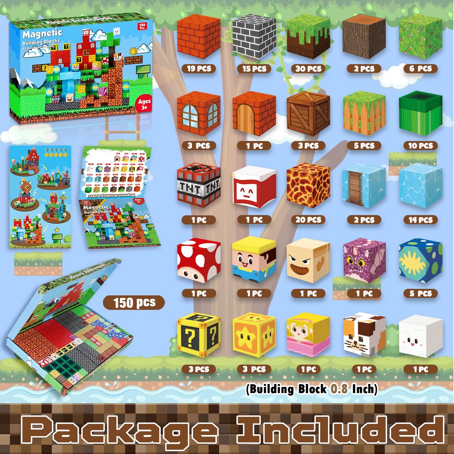 ToyUnited Magnetic Blocks - 150 PCS Castle World Set | STEM Montessori Building Toys for Kids 3+