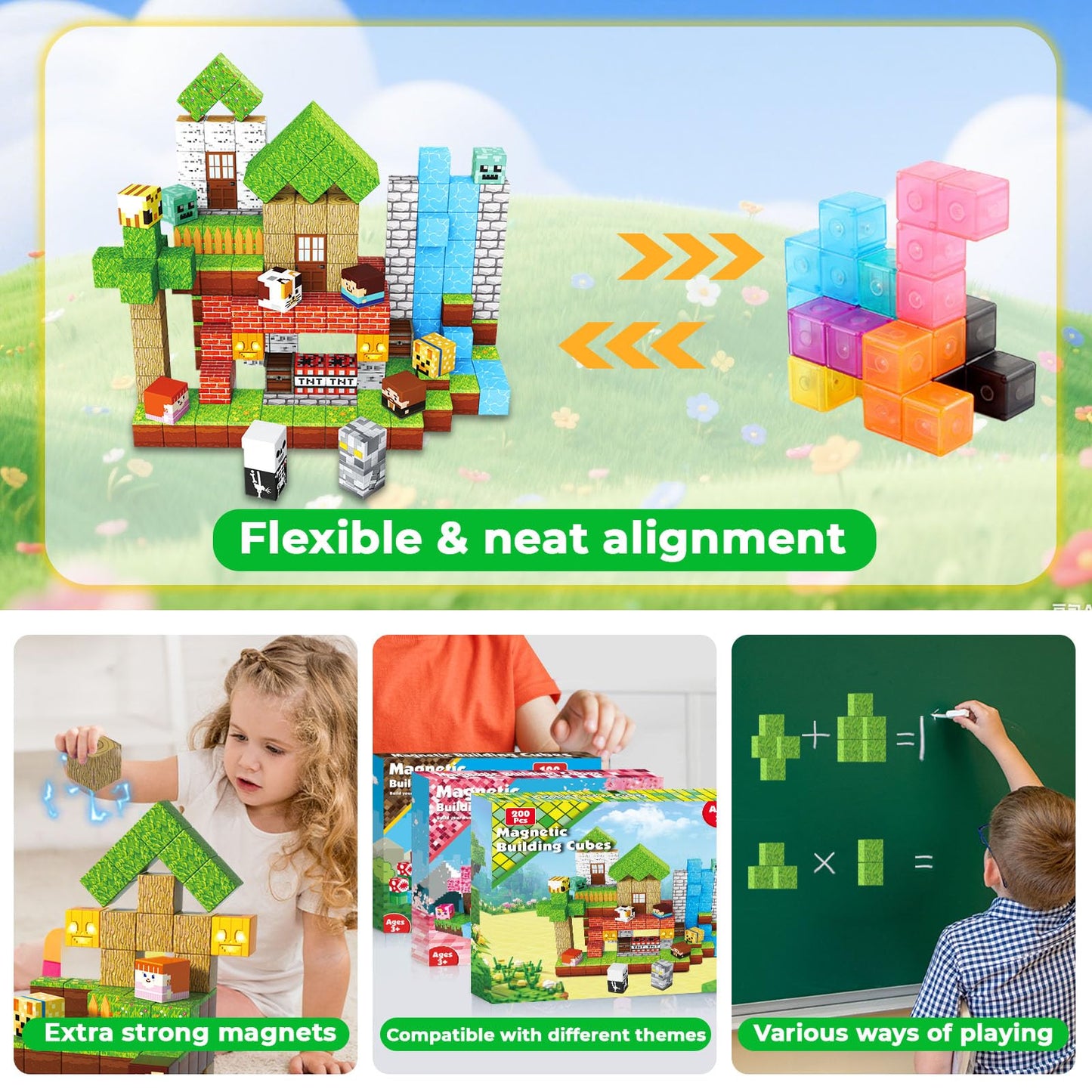 ToyUnited 200Pcs Magnetic Blocks – STEM Building Cubes for Kids 3+ | Creative, Sensory, Hands-on Play