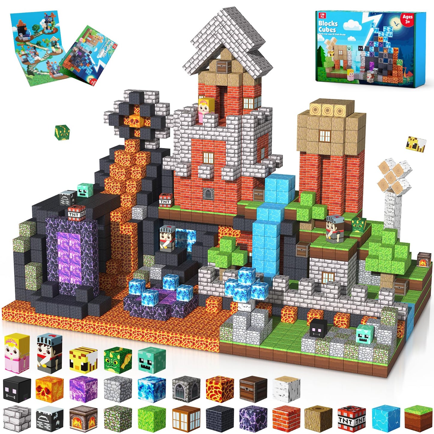 ToyUnited 150PCS Magnetic Blocks – STEM Montessori Cubes for Kids 3-10