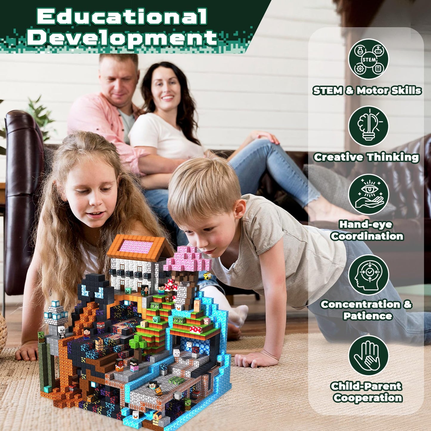 ToyUnited 300pcs Magnetic Blocks – STEM Montessori Building Toys for Kids 3-10