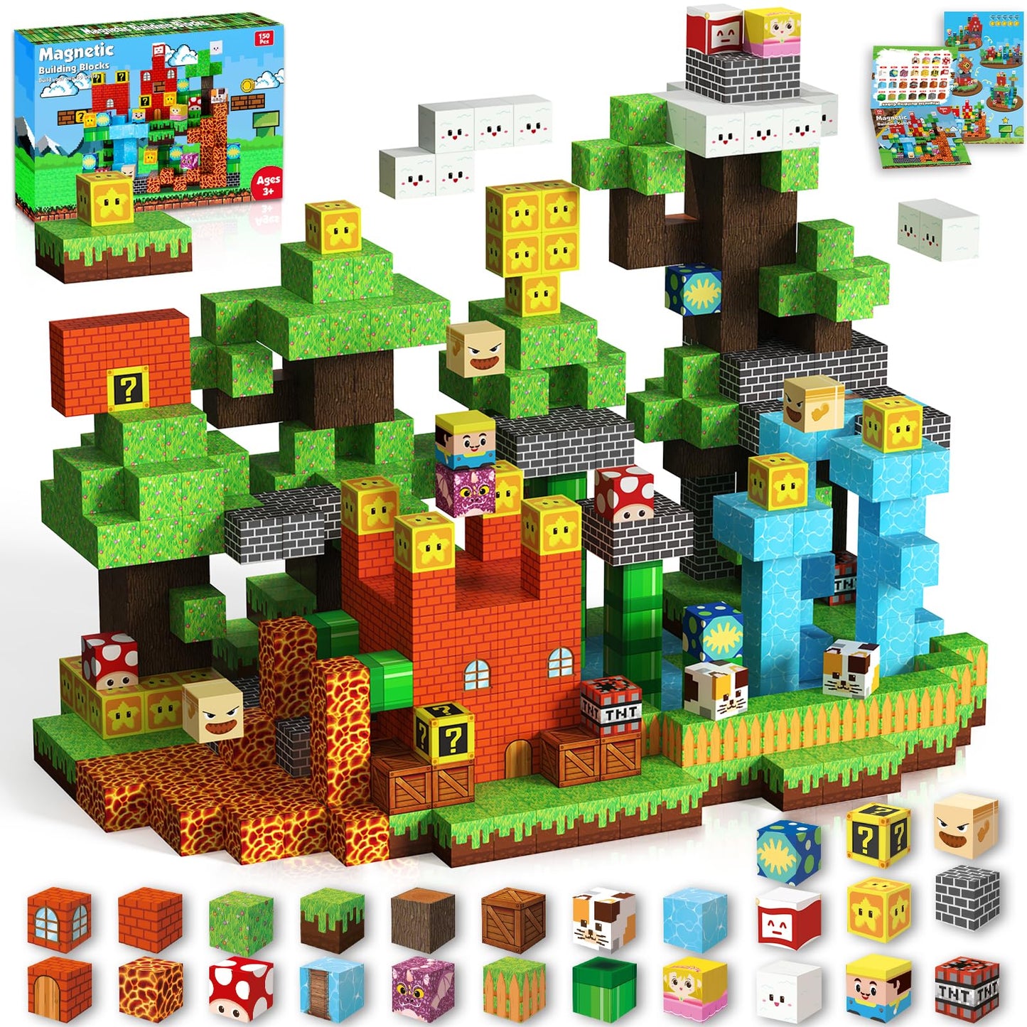 ToyUnited Magnetic Blocks - 150 PCS Castle World Set | STEM Montessori Building Toys for Kids 3+