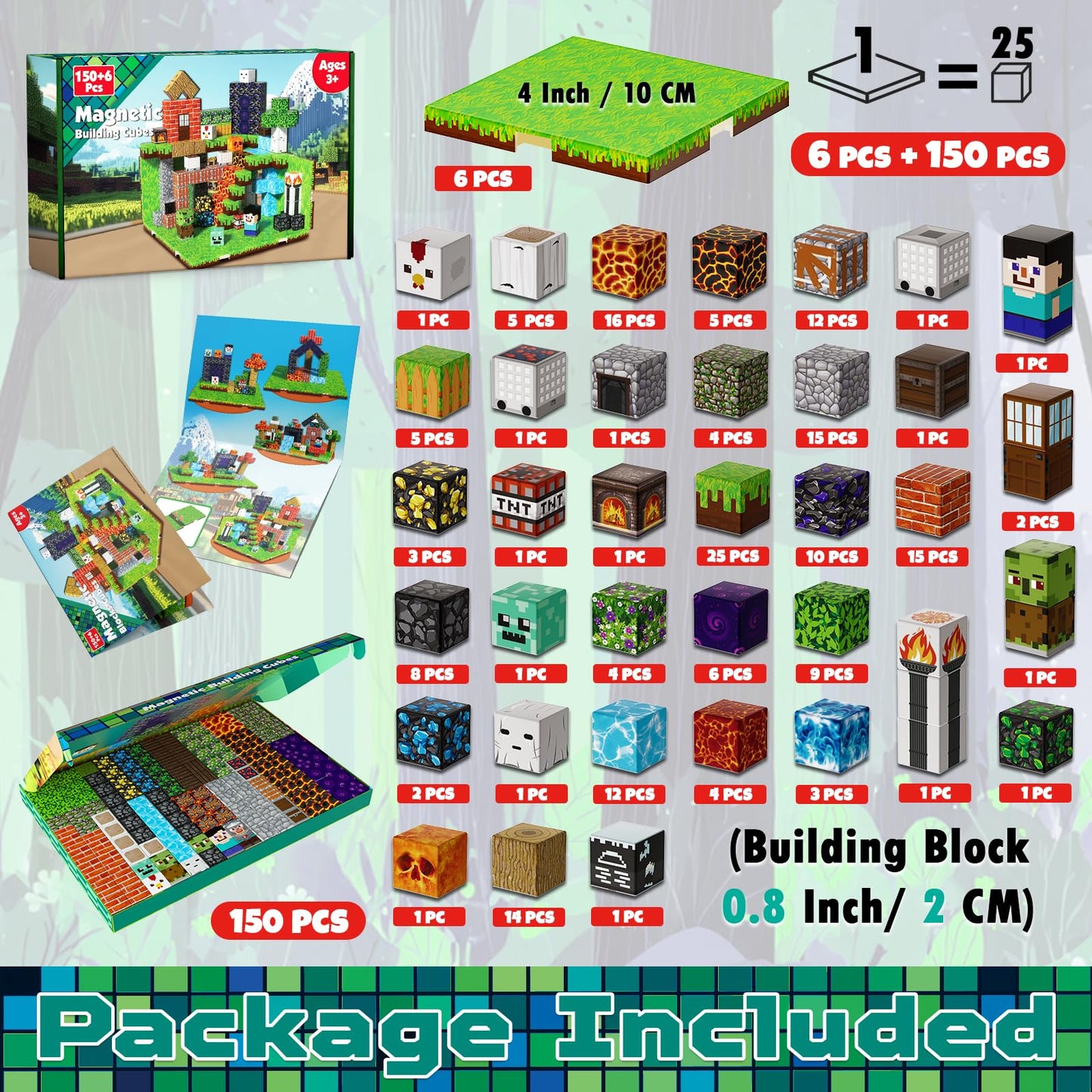 ToyUnited 150-Piece Magnetic Blocks with 6 Base Plates – STEM Building Toys for Kids Ages 4-8
