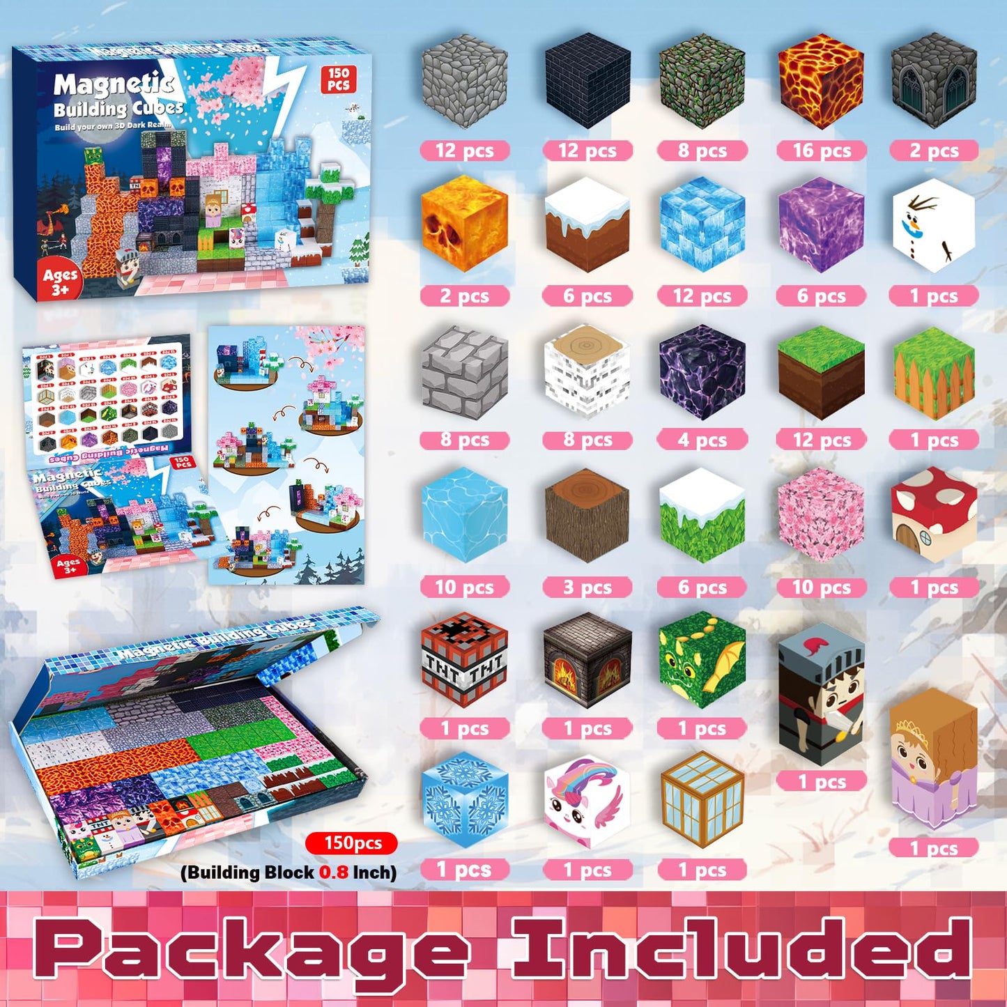 ToyUnited Magnetic Blocks 150PCS – STEM Building Cubes for Kids 4-8