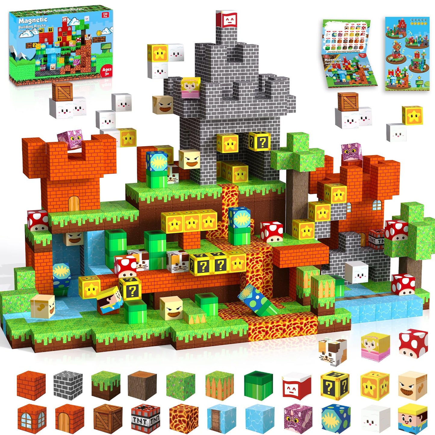 ToyUnited Magnetic Blocks - 150 PCS Castle World Set | STEM Montessori Building Toys for Kids 3+