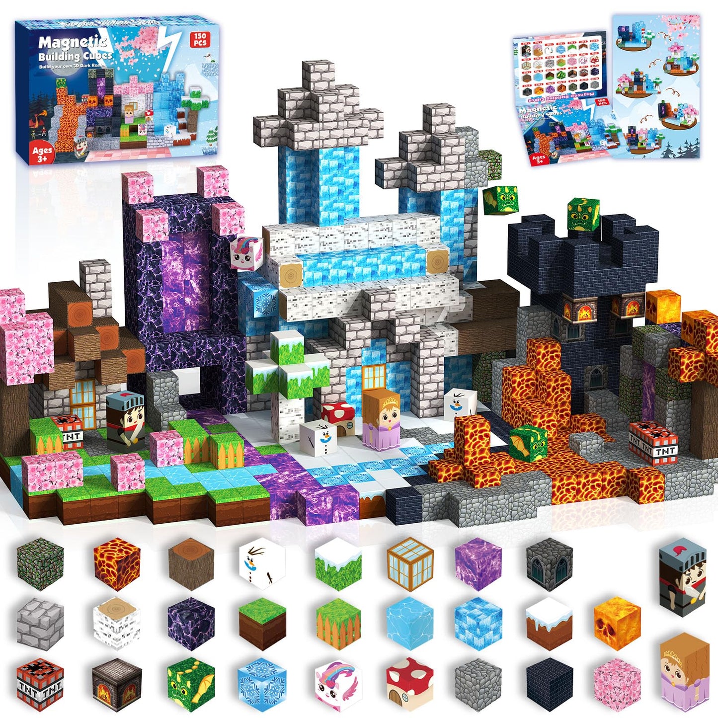 ToyUnited Magnetic Blocks 150PCS – STEM Building Cubes for Kids 4-8