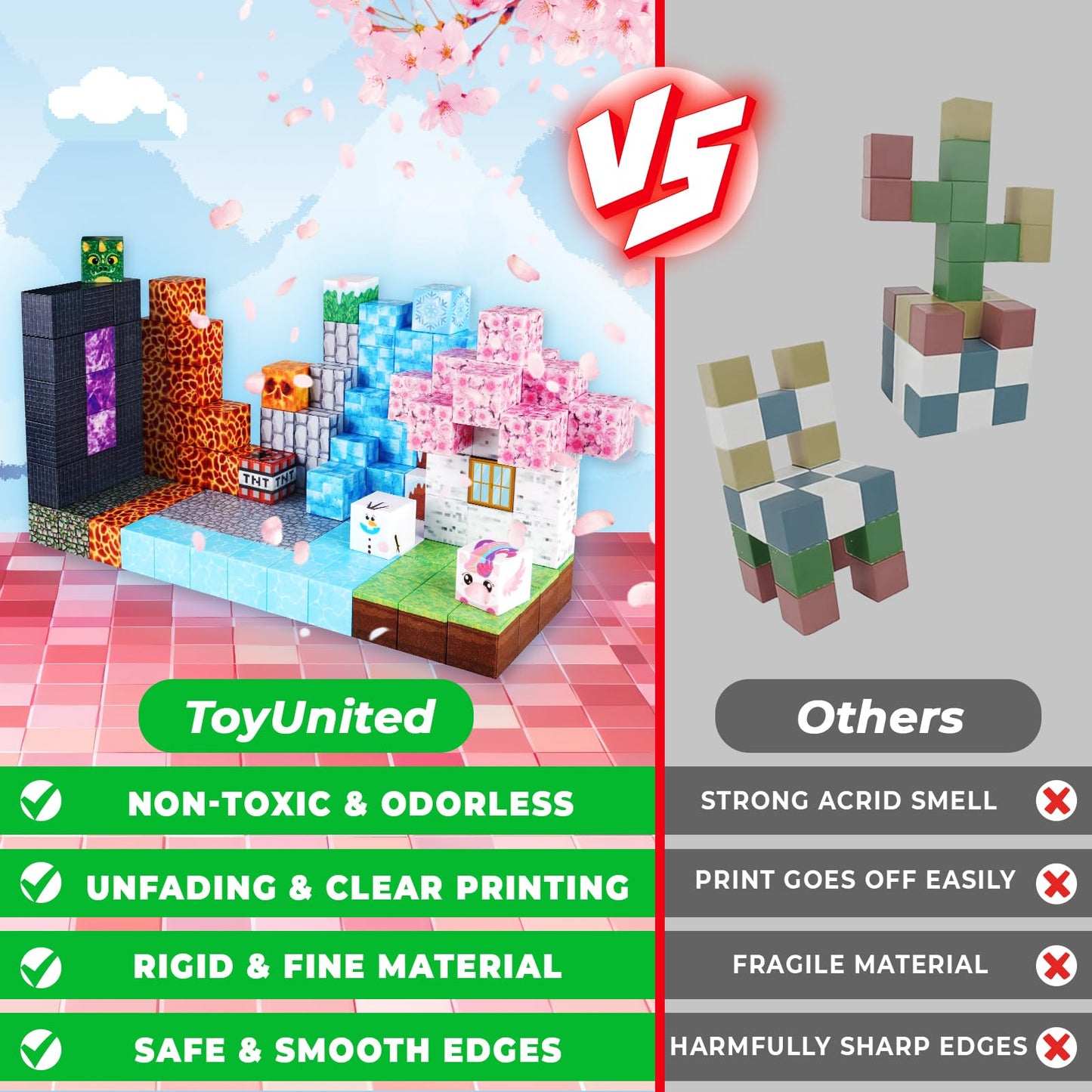 ToyUnited Magnetic Blocks 150PCS – STEM Building Cubes for Kids 4-8
