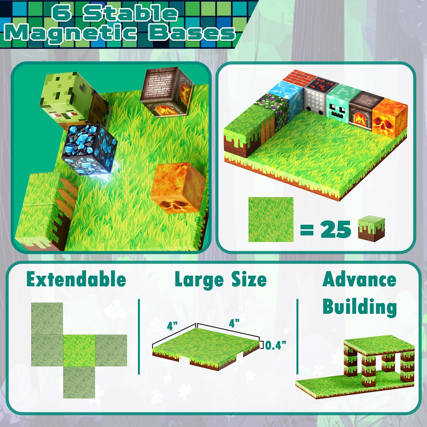 ToyUnited 200PCS Magnetic Building Blocks with 6 Base Plates – STEM Toys for Kids 3-8