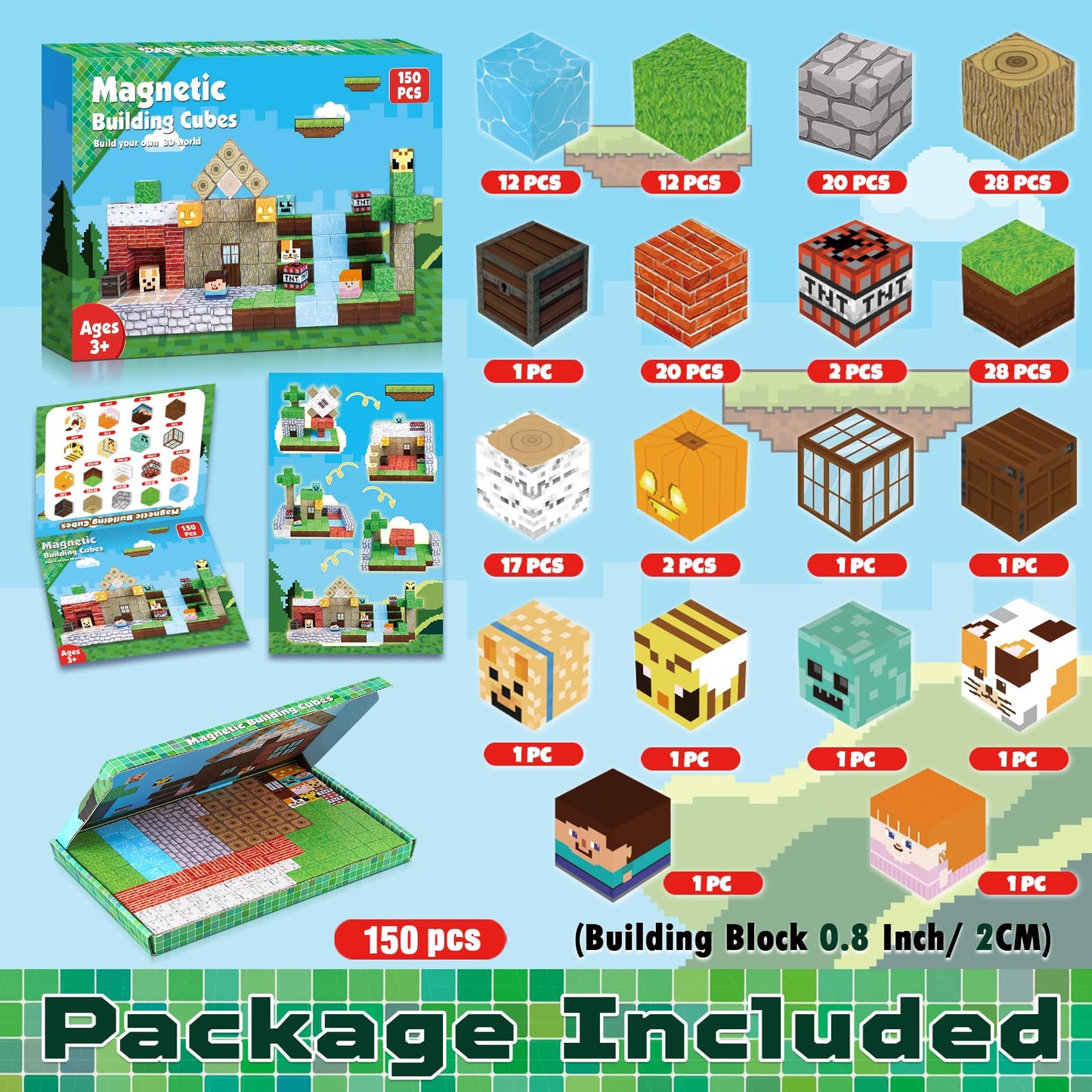 ToyUnited 150PCS Magnetic Blocks – STEM Forest World Building Set for Kids