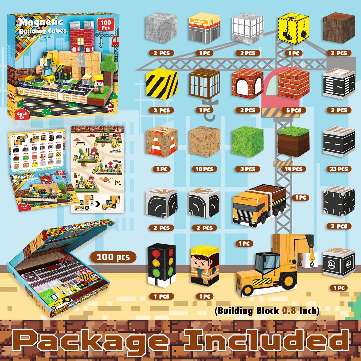 ToyUnited Magnetic Blocks - 100PC STEM Building Set for Kids 3-8 | Creative, Safe, Sensory Play