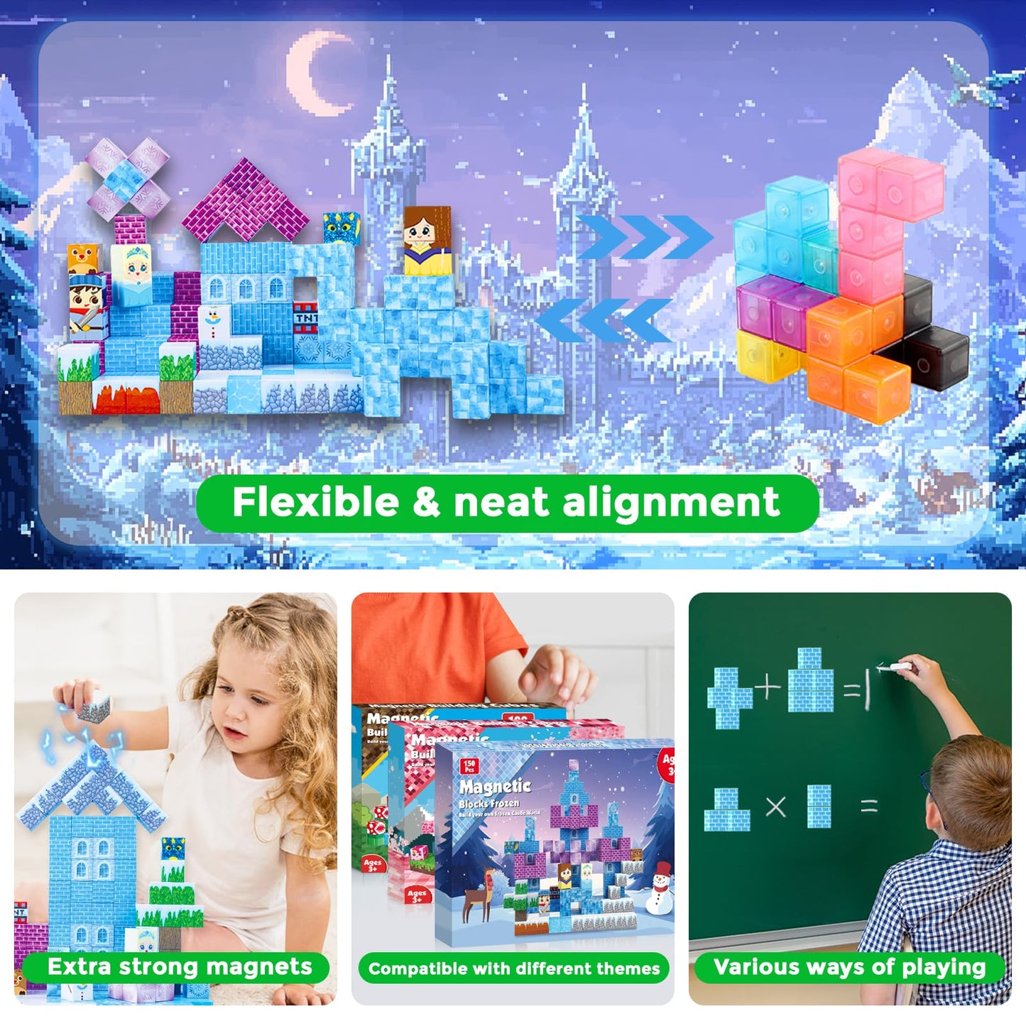 ToyUnited 150PCS Magnetic Blocks – STEM Magnet Building Blocks for Kids Ages 3-10