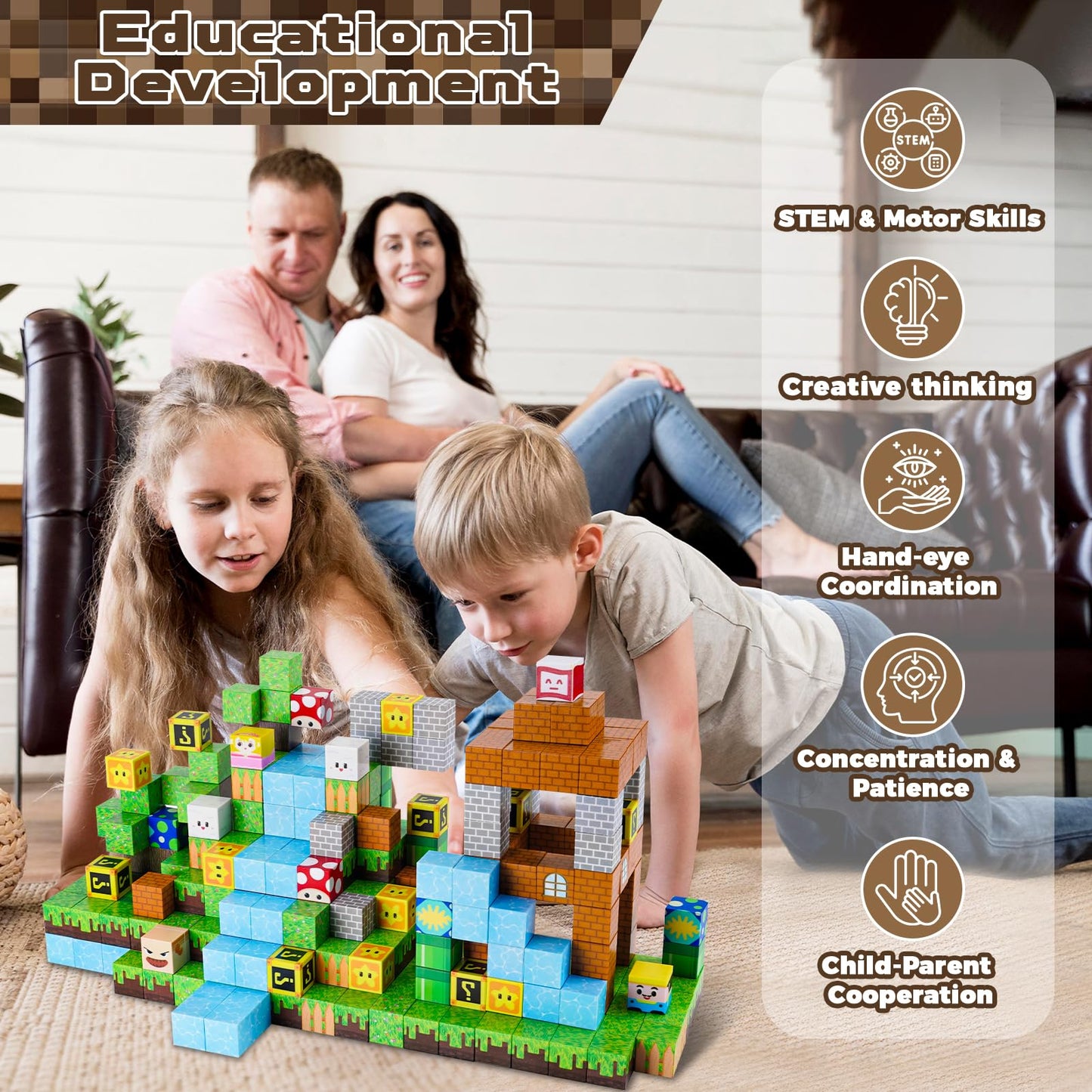 ToyUnited 100PCS Magnetic Blocks – STEM Building Cubes for Creative Play (Ages 3–8), Non-Toxic Montessori Toys