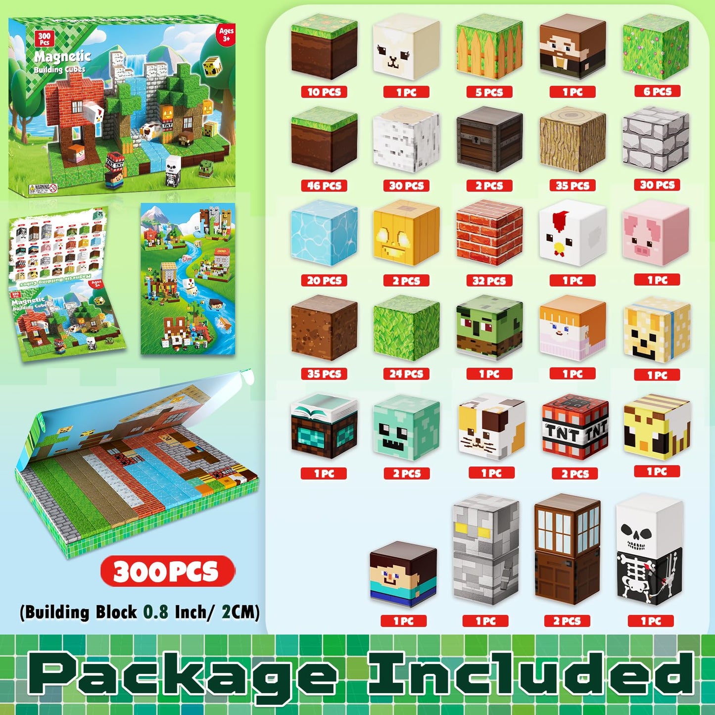 ToyUnited 300PCS Magnetic Blocks – STEM Magnetic Building Cubes for Kids Aged 3-8