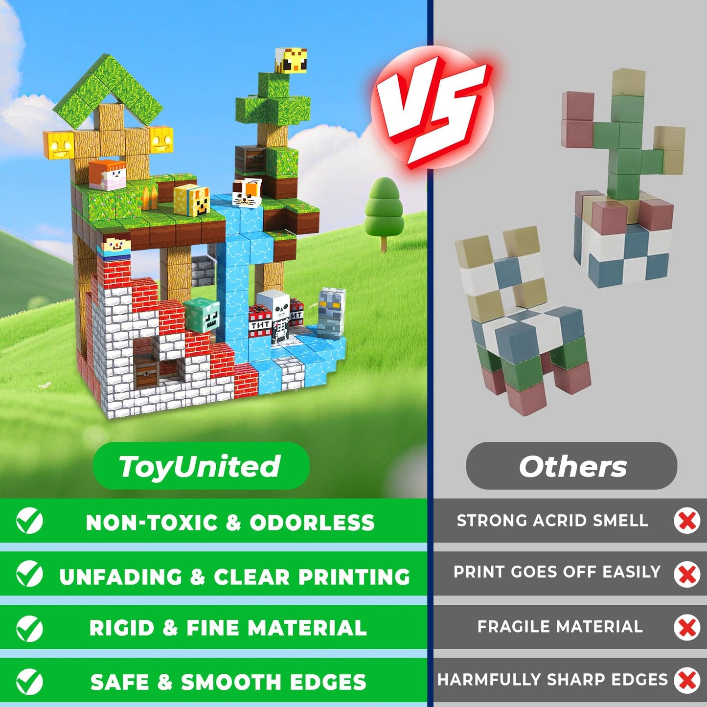 ToyUnited 200Pcs Magnetic Blocks – STEM Building Cubes for Kids 3+ | Creative, Sensory, Hands-on Play